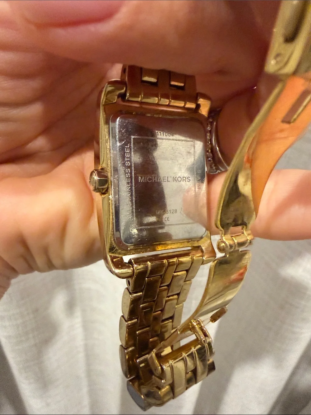 Michael Kors Gold Crystal-Trim Rectangular Bracelet Watch